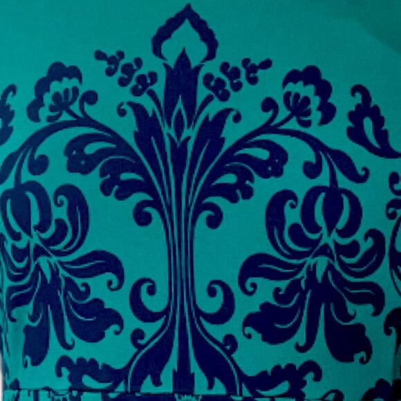 Lands End Dress Ponte Knit Sheath Pockets Sleeveless Green Blue Women’s Size 16P - Picture 9 of 11